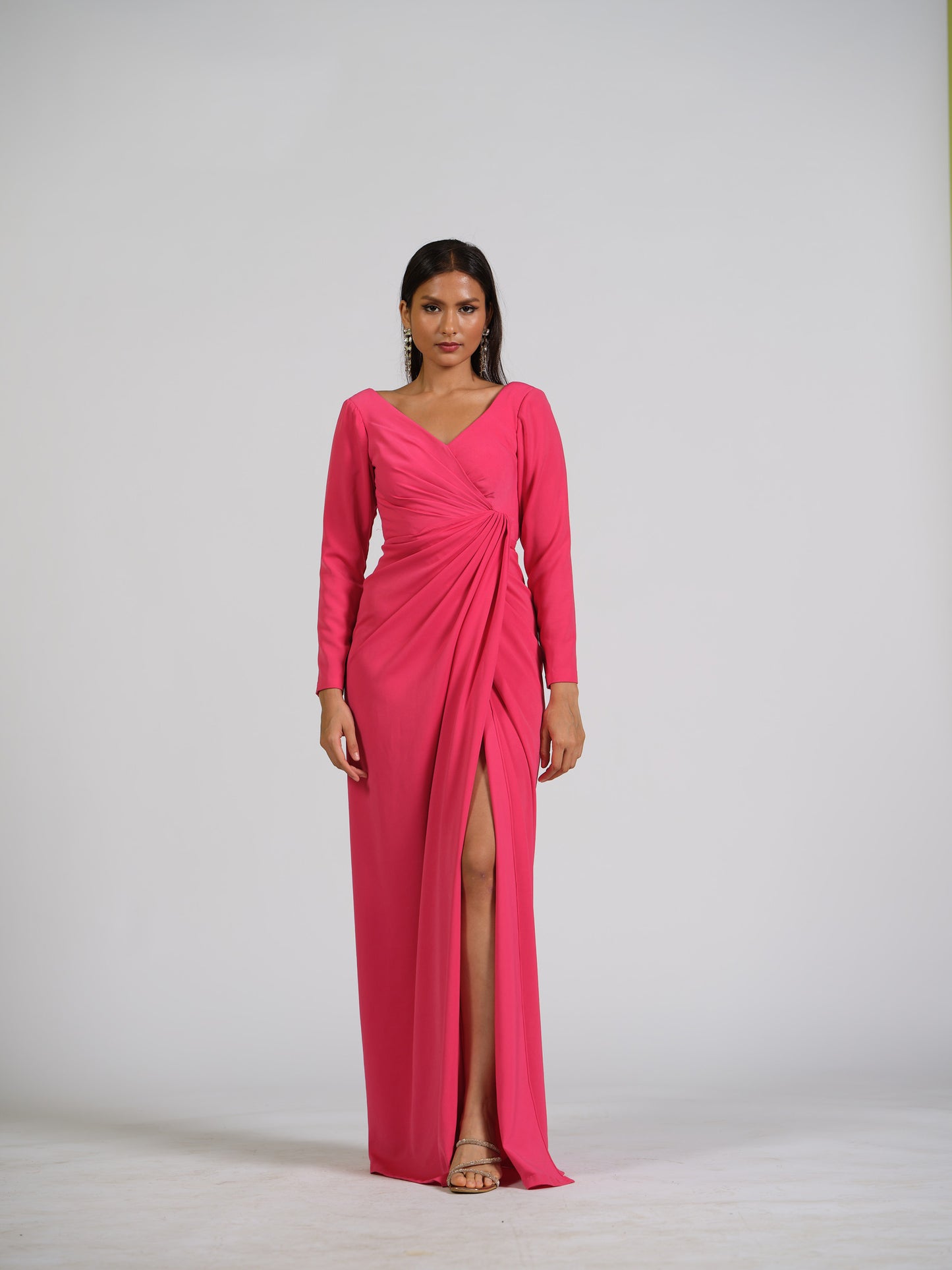 Stella Structured Shoulder Drape Gown