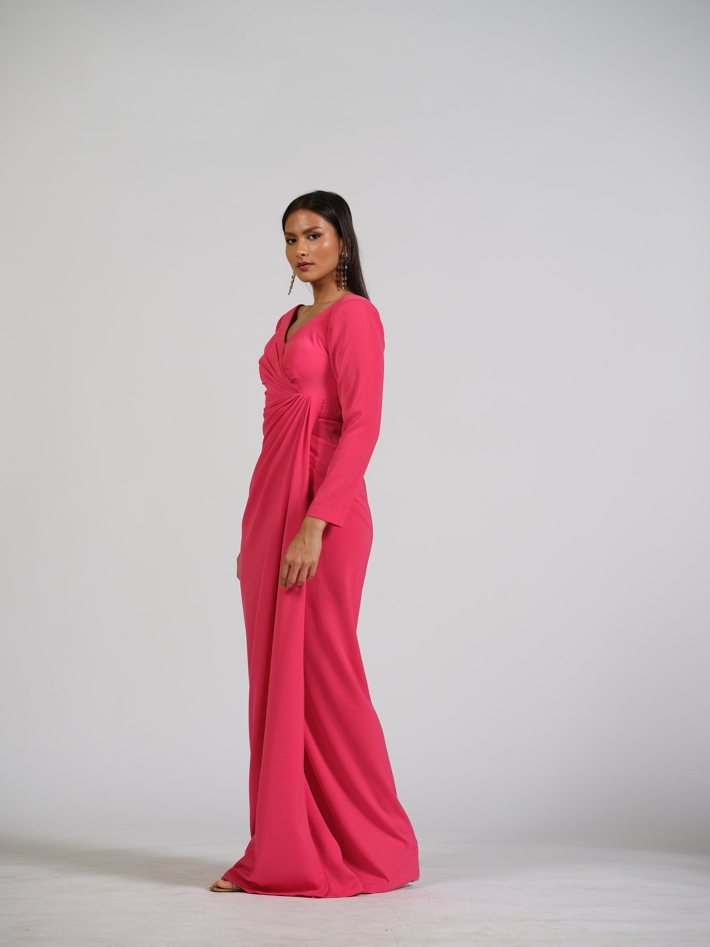 Stella Structured Shoulder Drape Gown