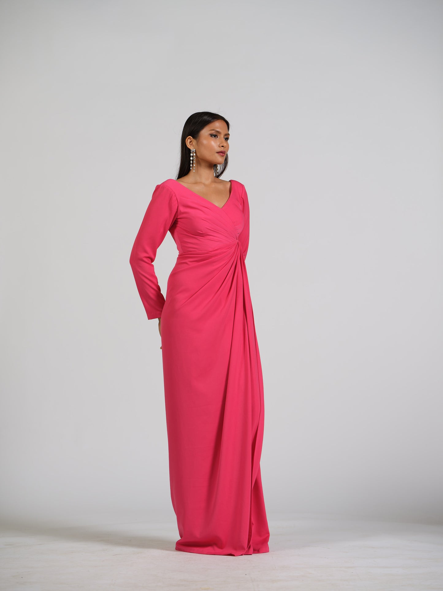 Stella Structured Shoulder Drape Gown