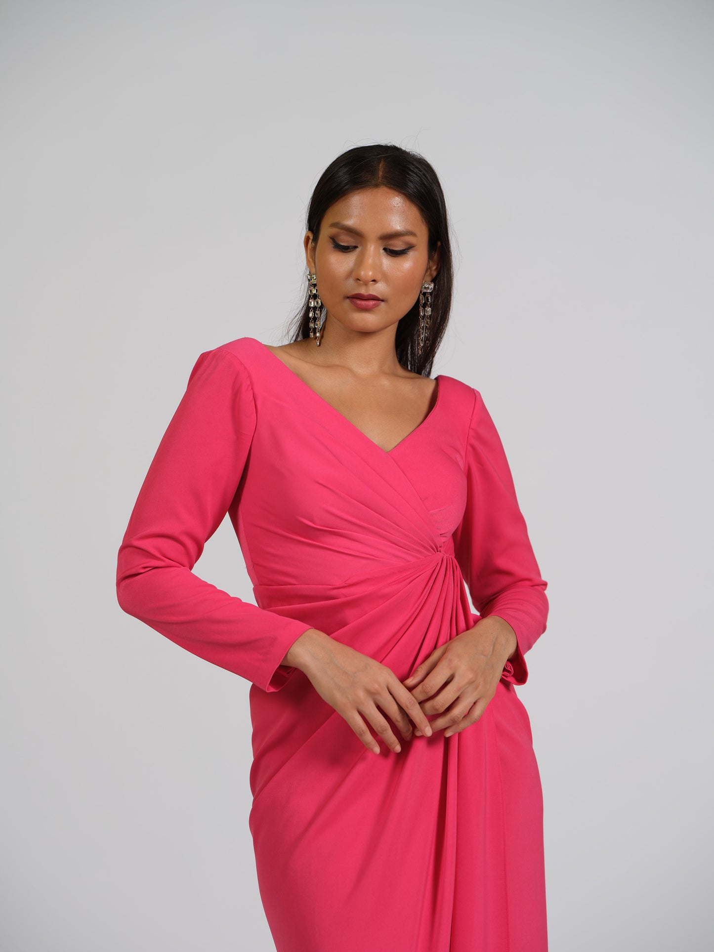 Stella Structured Shoulder Drape Gown