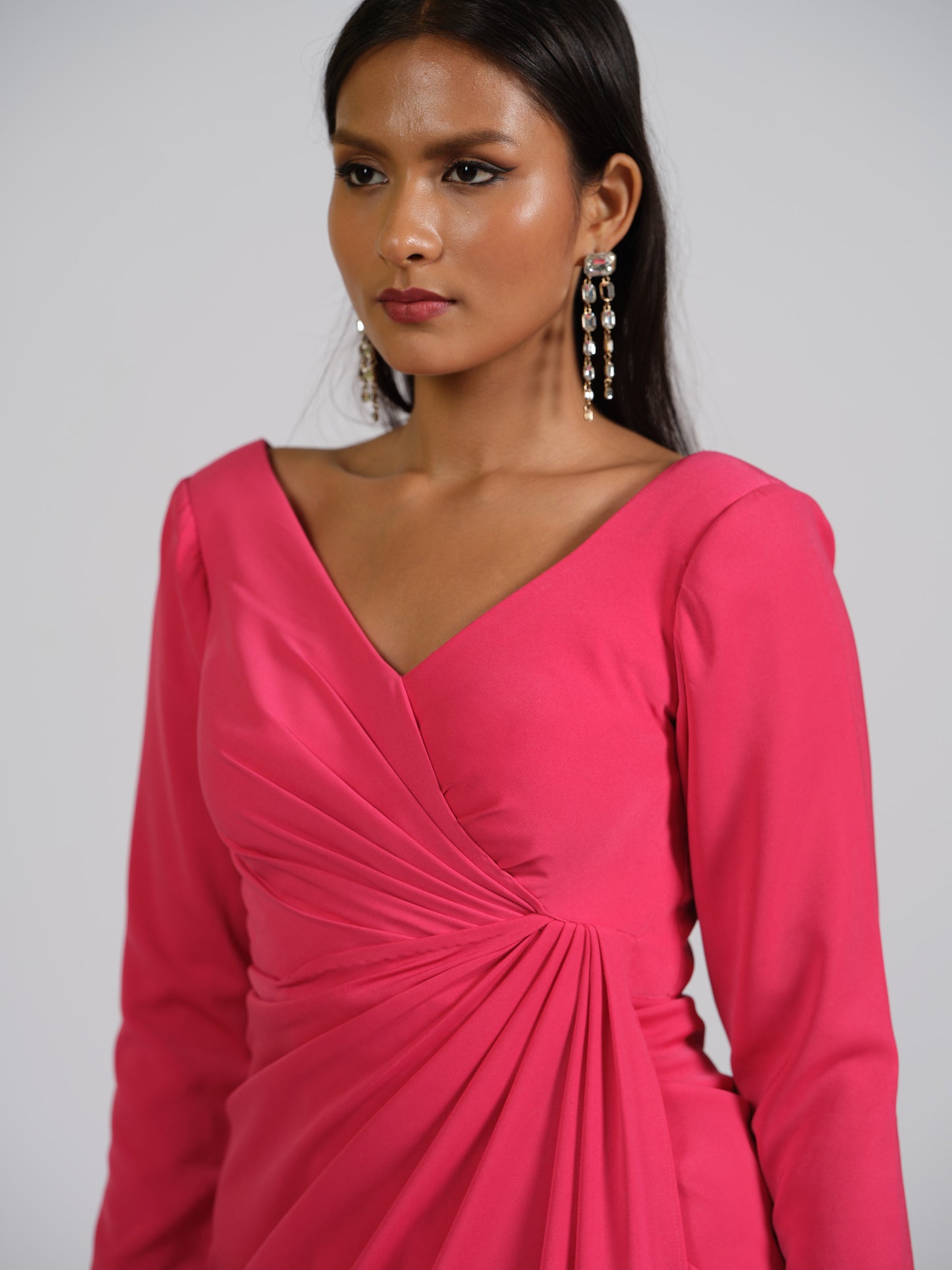 Stella Structured Shoulder Drape Gown