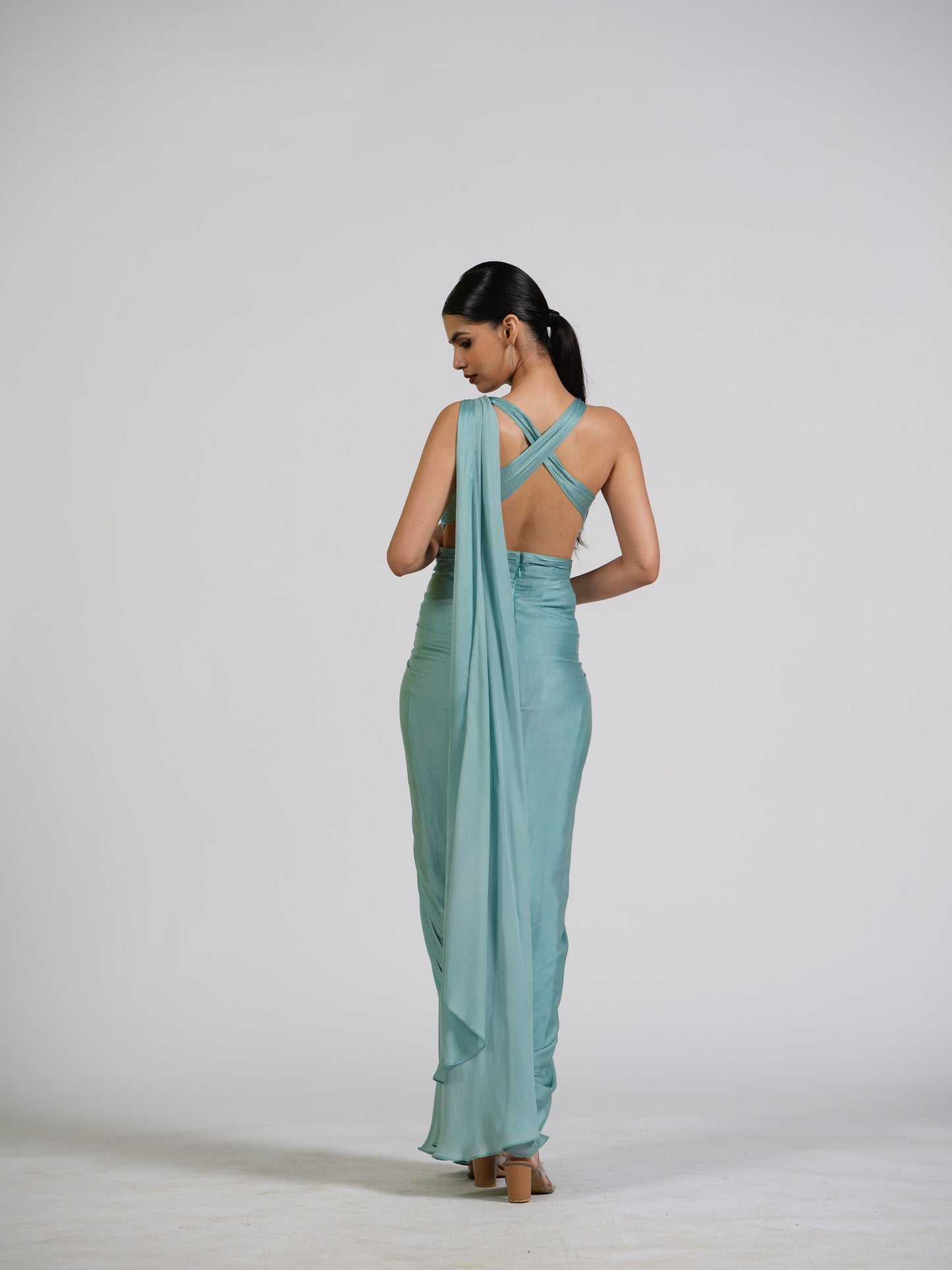 Satin Haze Center Drape Saree