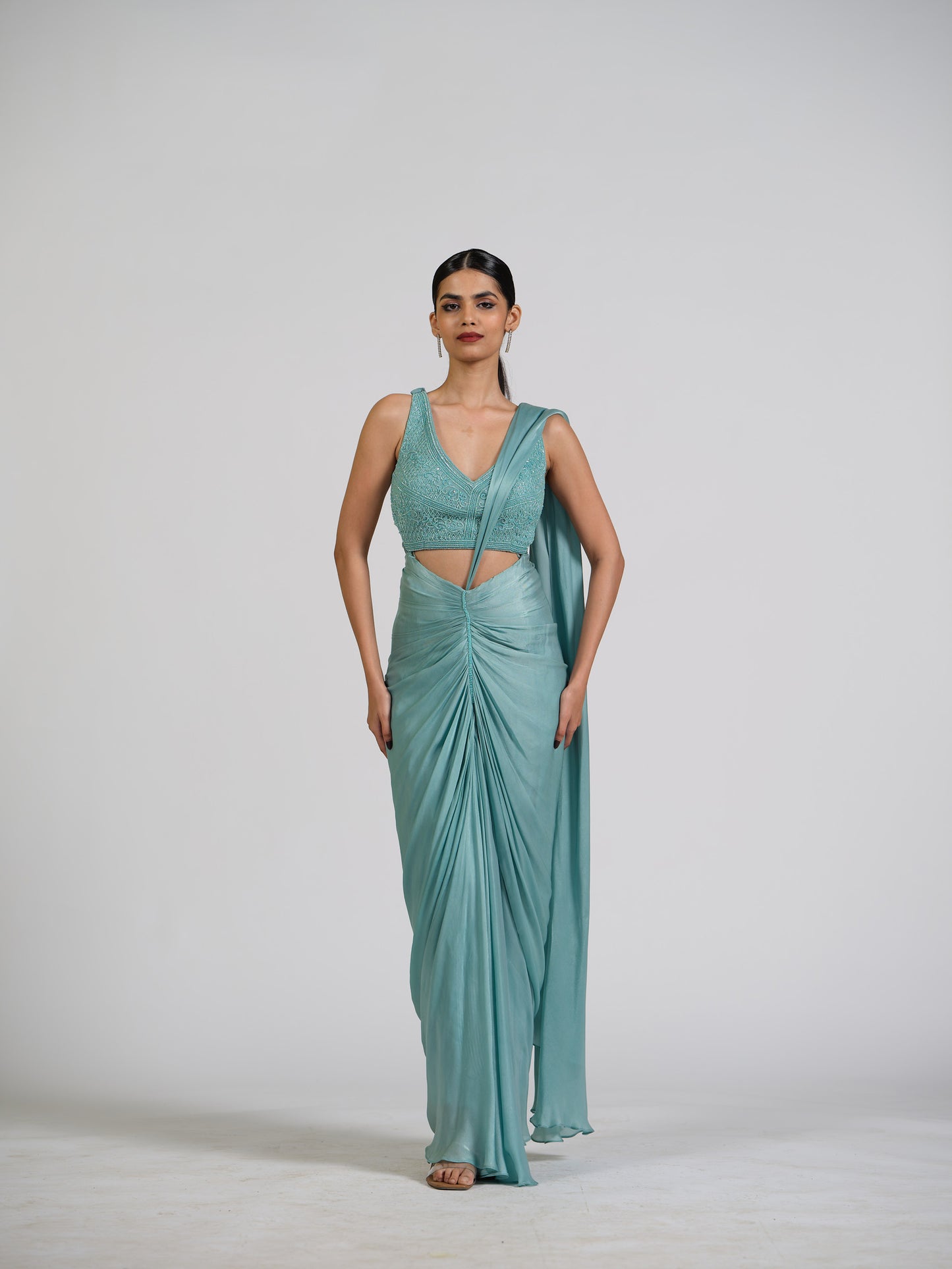 Satin Haze Center Drape Saree