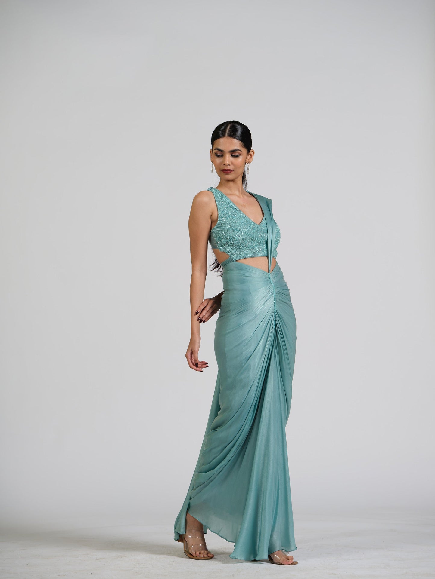 Satin Haze Center Drape Saree