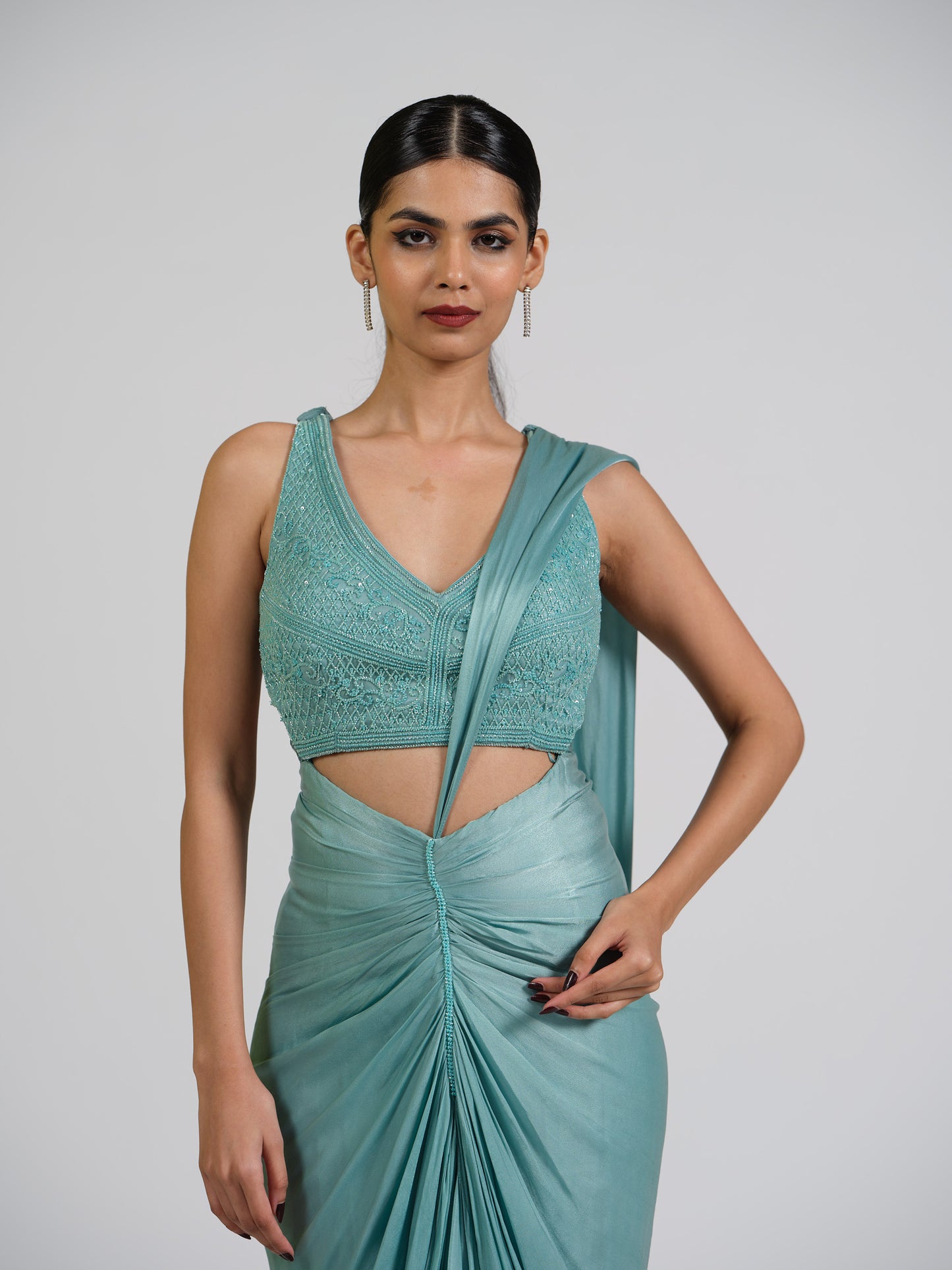 Satin Haze Center Drape Saree