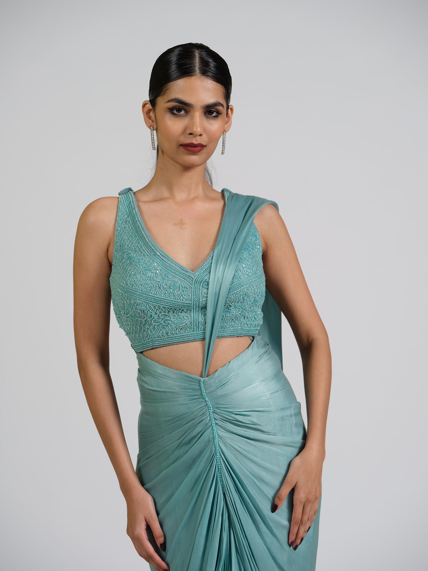 Satin Haze Center Drape Saree
