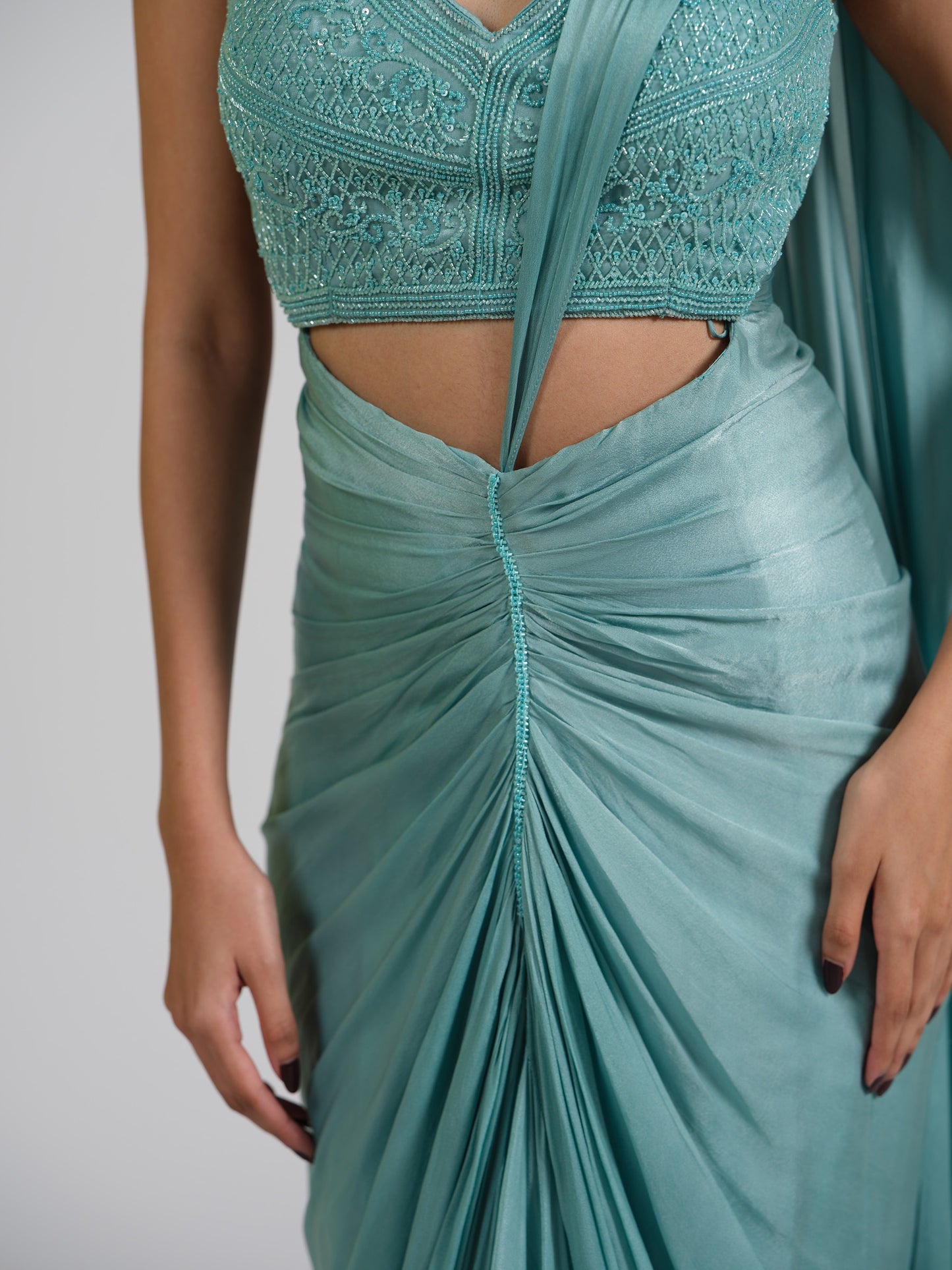 Satin Haze Center Drape Saree