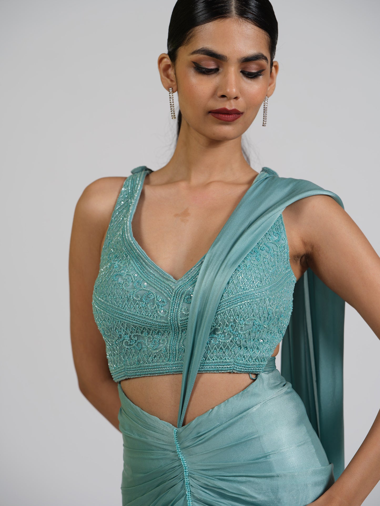 Satin Haze Center Drape Saree