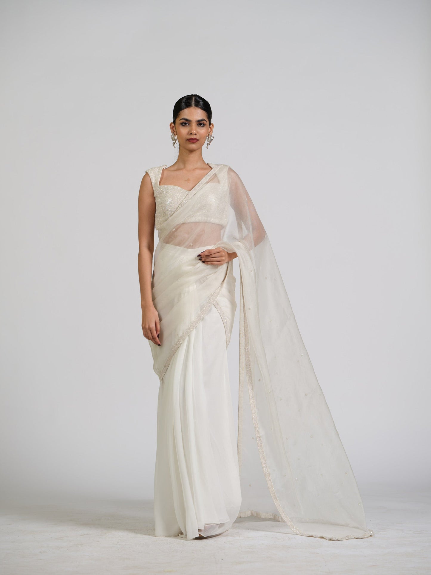 Zorba Tissue Drape Saree With Studded Blouse