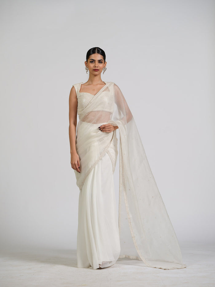 Zorba Tissue Drape Saree With Studded Blouse