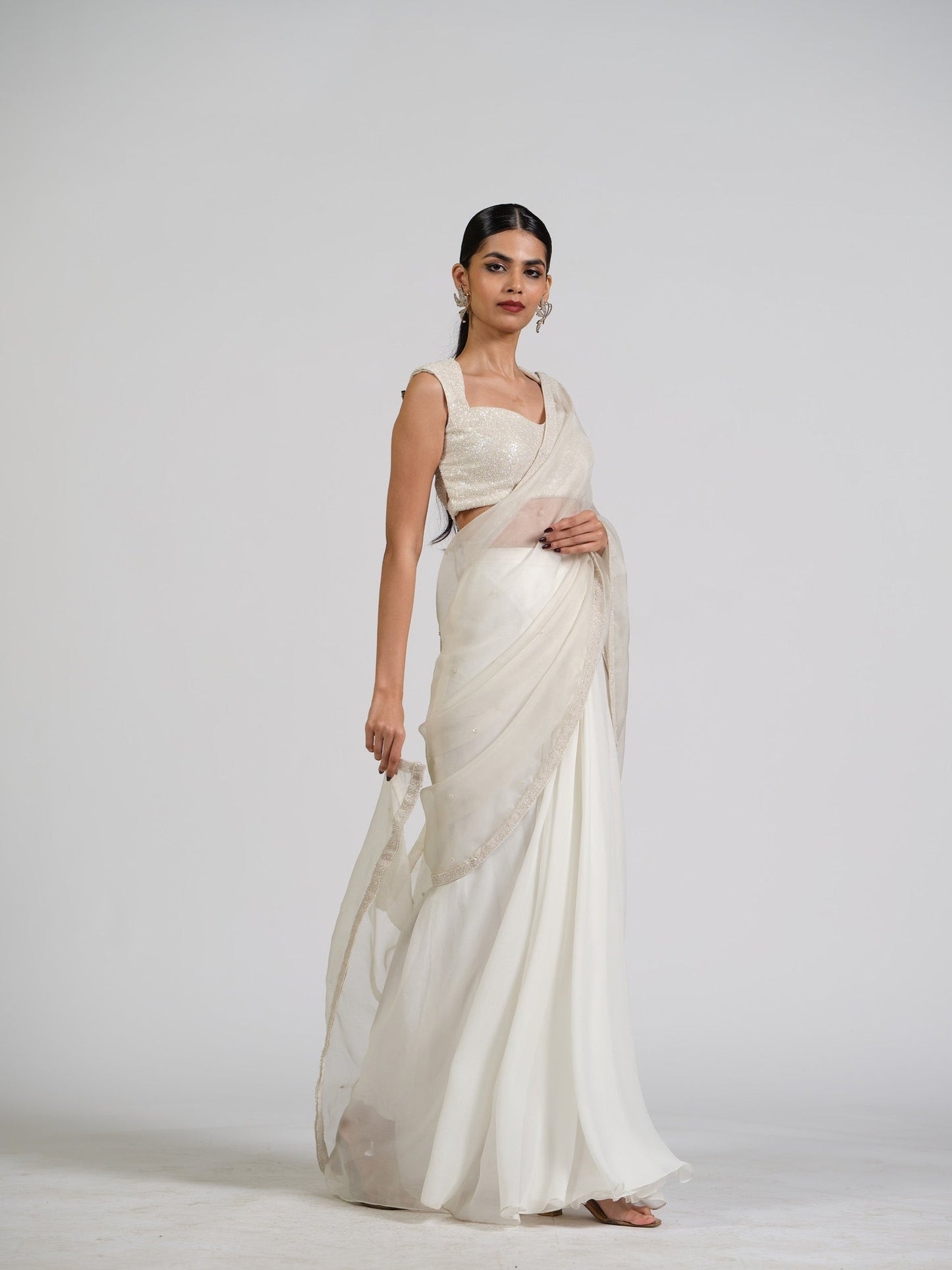 Zorba Tissue Drape Saree With Studded Blouse