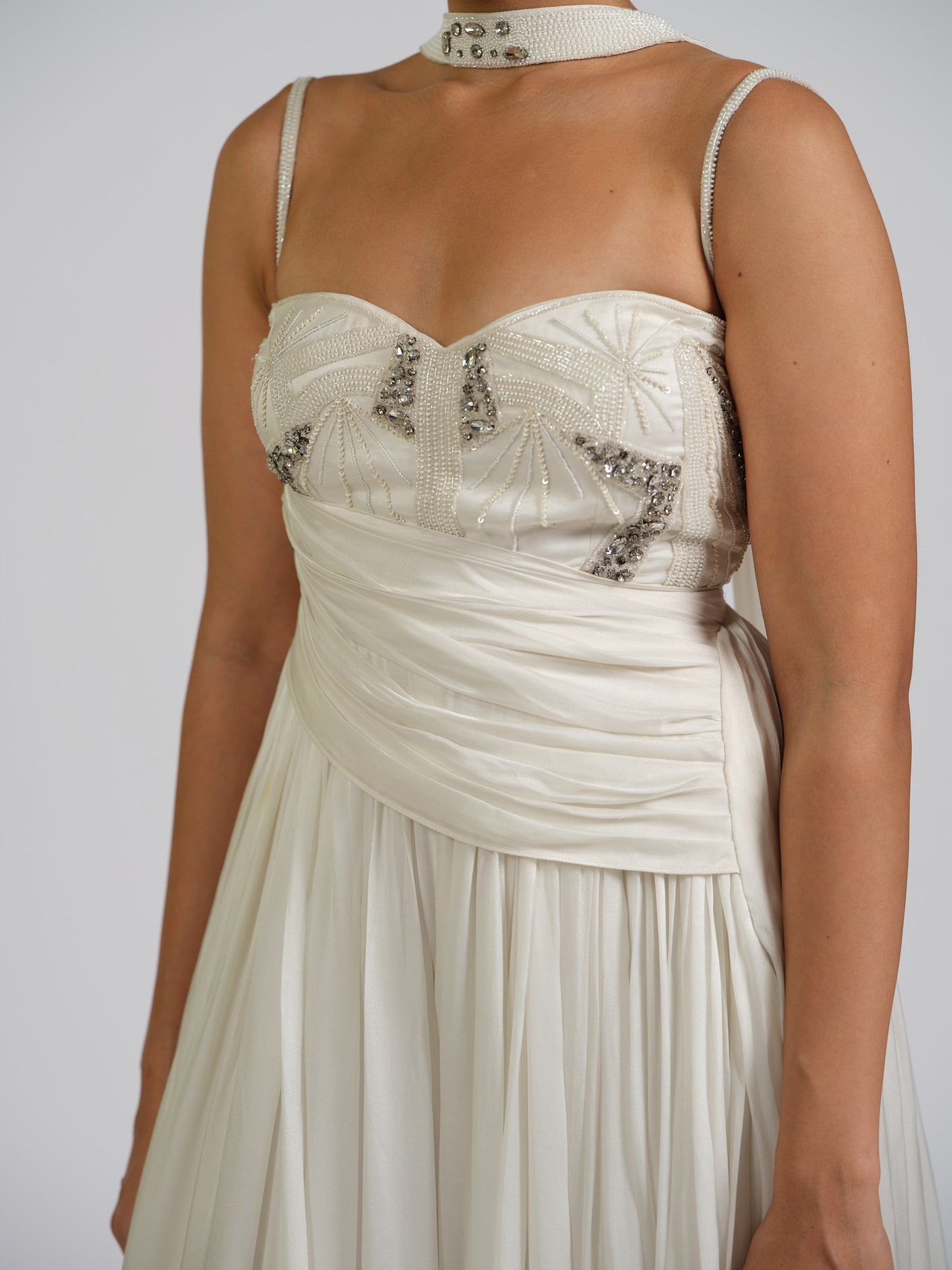 Eliza Drape Jumsuit , With Side Waist Drape Detail, With Choker Detail Stole