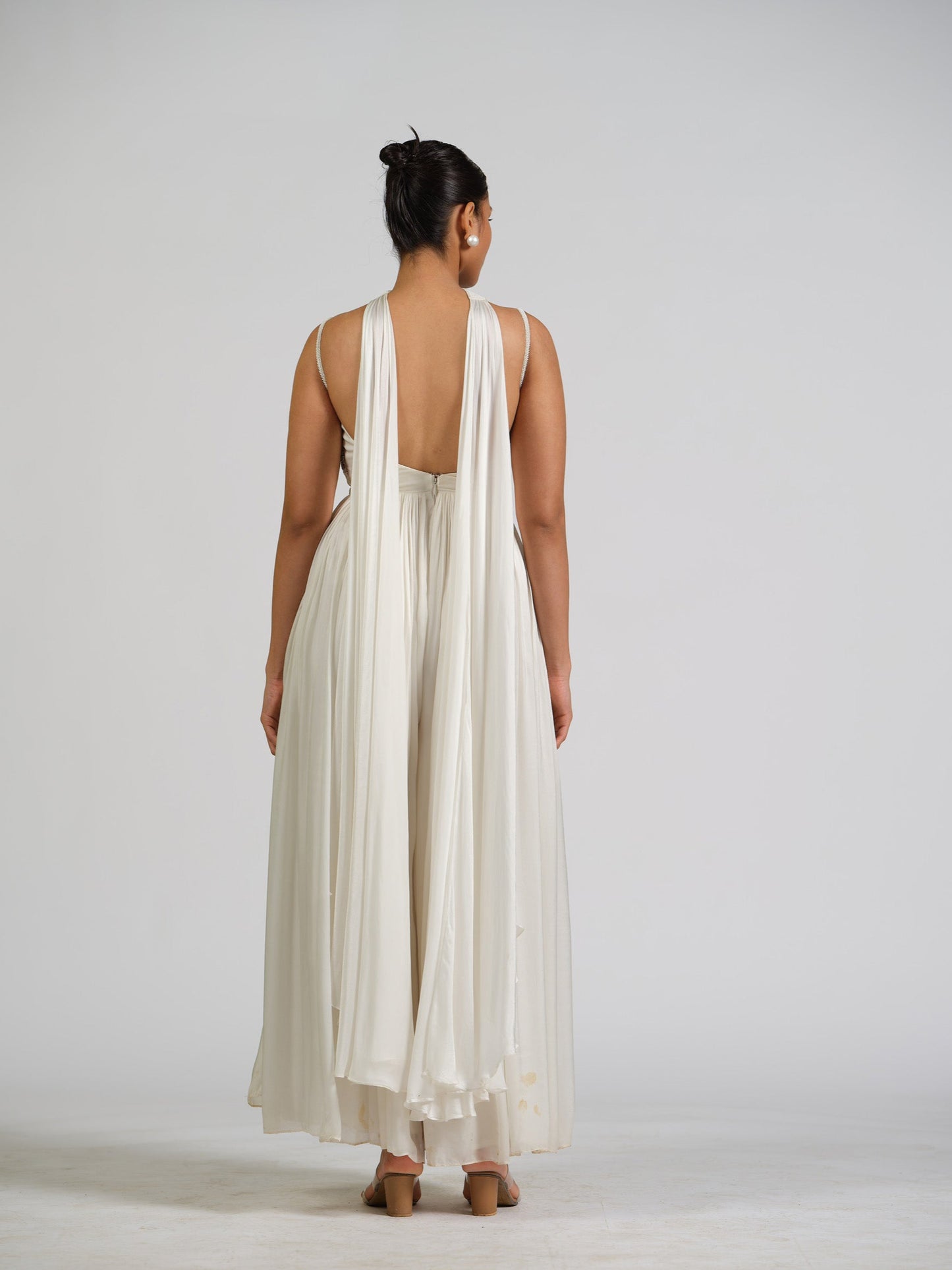 Eliza Drape Jumsuit , With Side Waist Drape Detail, With Choker Detail Stole