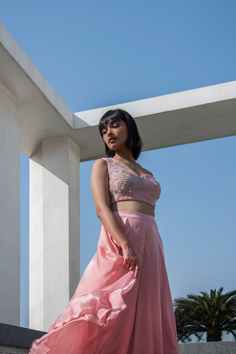 Pearl Embellished Bustier & Pallazo