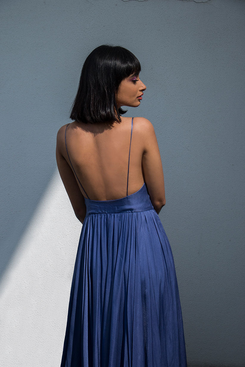 Purple Corset Pleated Gown