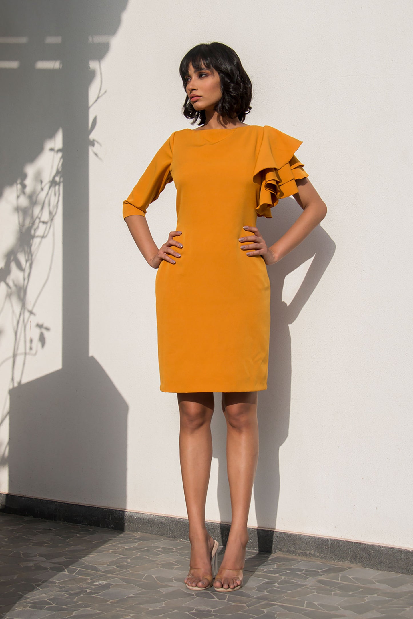 Yellow Layered Sleeve Dress
