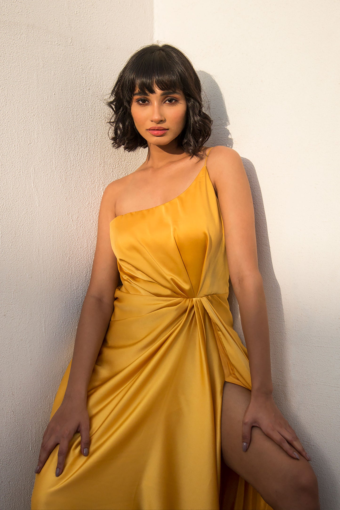 Yellow One Shoulder Gown