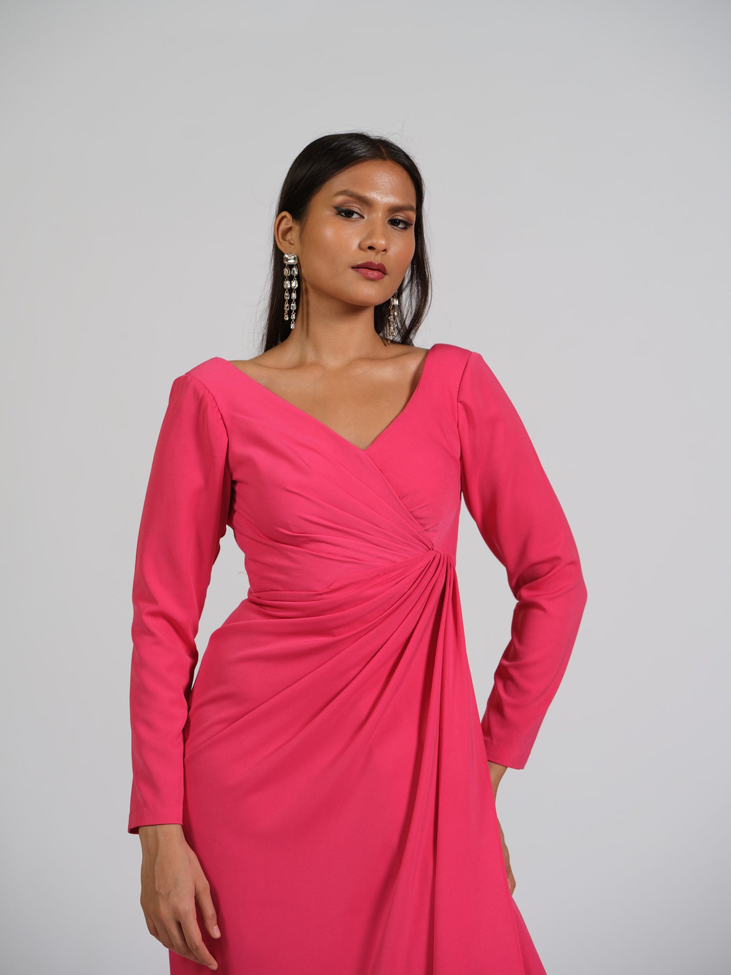 Stella Structured Shoulder Drape Gown