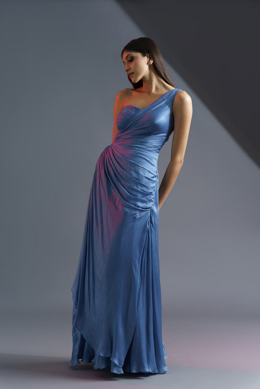 Carolina One Shoulder Blue Gown