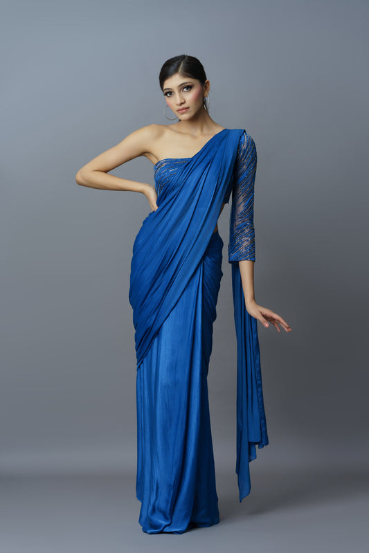 Electric Blue Drape Saree