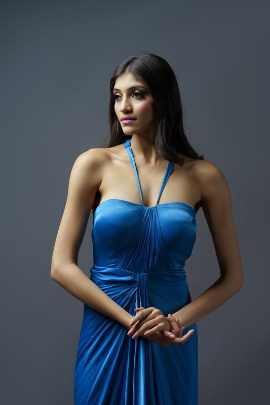 Azure Blue Drape Gown