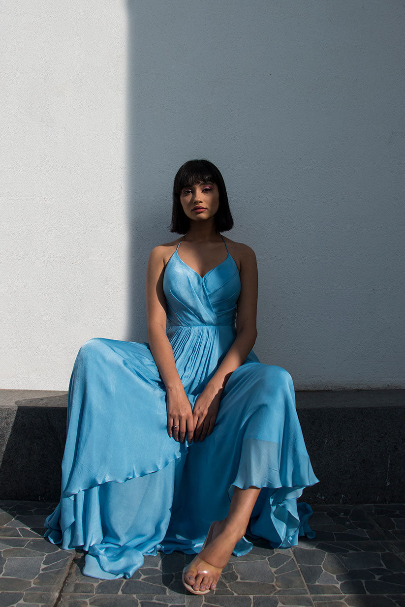 Blue Halter Gown