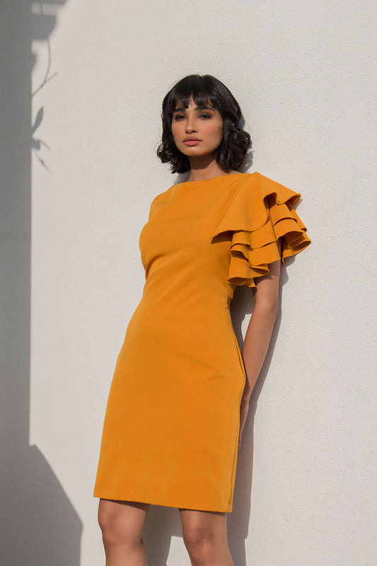 Yellow Layered Sleeve Dress